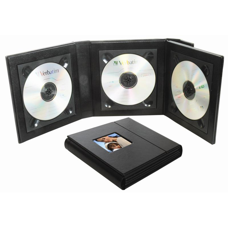 Four CD Holde Wedding Black Leather CD DVD DISC Case Box Folio